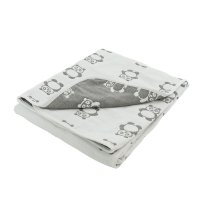 FBP214-G: White/Grey Reversible Panda Bear Cotton Wrap